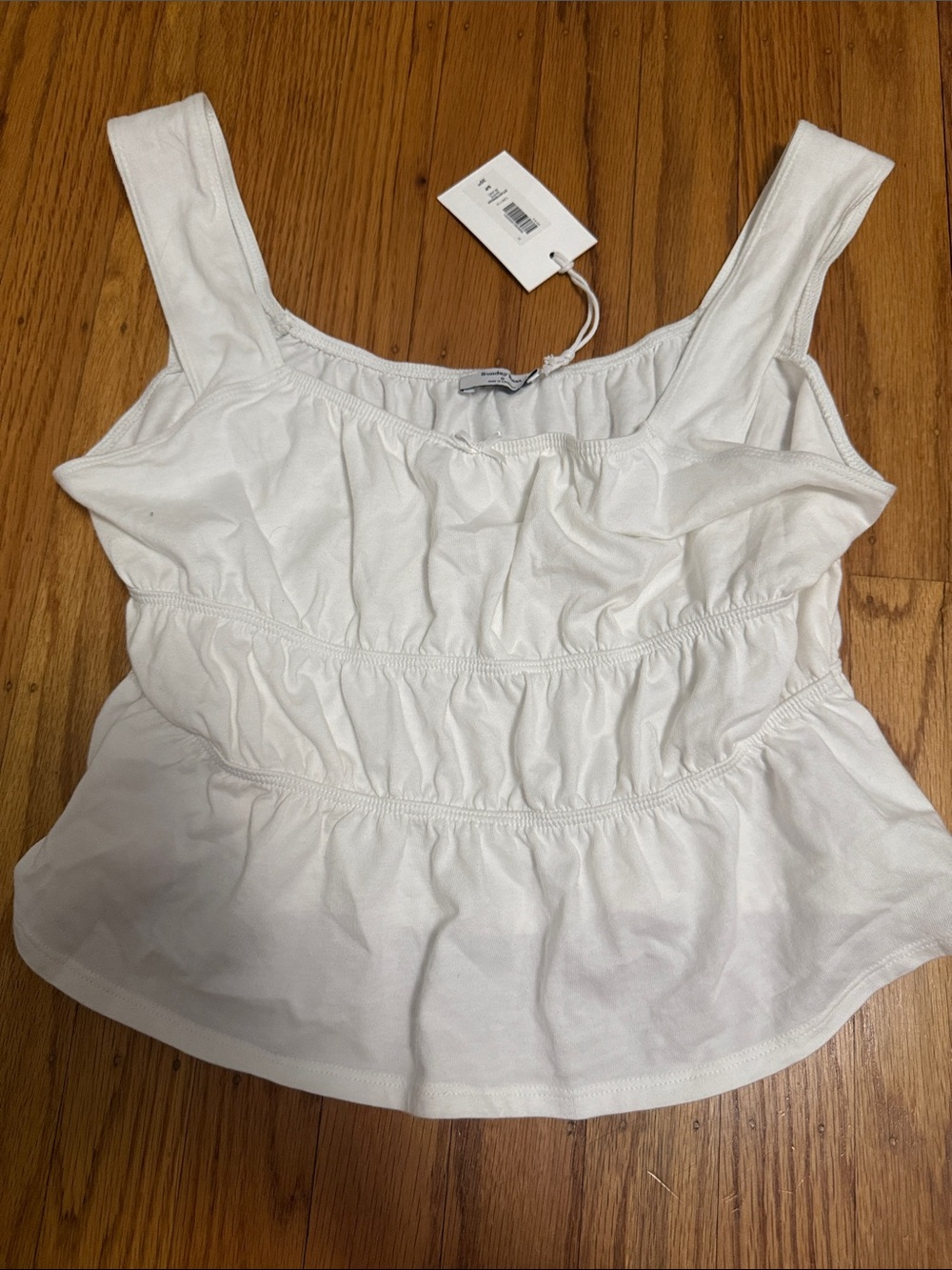 Aritzia White Ruffled Tank Top